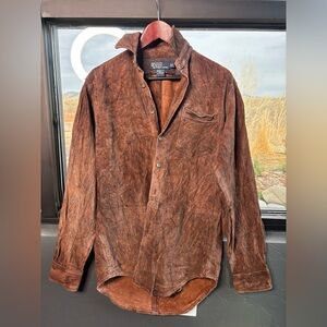 Vtg Polo by Ralph Lauren Men's Distressed Brown Suede shirt